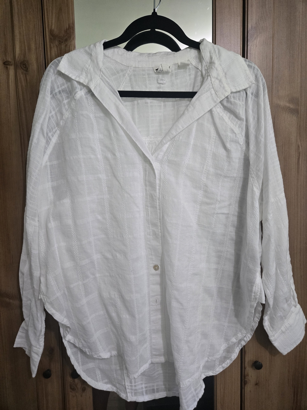 Roxy NWOT Oversize White Textured Button-Down Shirt